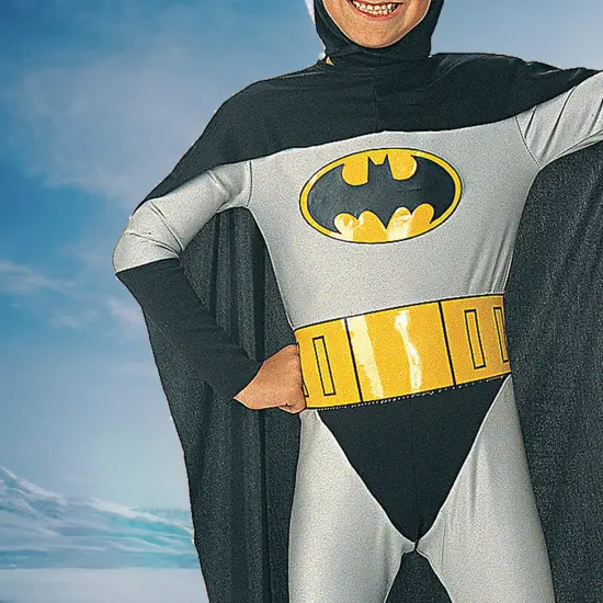 Boys Batman Costume Jumpsuit Cape and Headpiece {2}