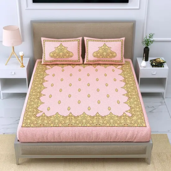 100% Cotton Indian Ethnic 3-piece Fitted Sheet 150 Thread Count Bedsheet with Breathable Pillowcases Deep Pocket Fitted Sheet Premium Soft Bedsheet (king Queen Twin) {1}