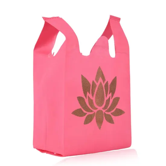Lotus Print Return Non Woven Gifts Party Favor Bags Ecofriendly Reusable for Indian Wedding Housewarming Puja {5}