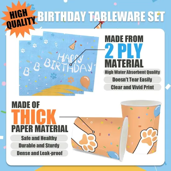 168Pcs Blue Dog Plates and Napkins Kawaii Birthday Decorations,Serve 24 {5}