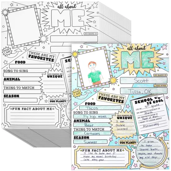 30 Pack Kids All About Me Classroom Posters for Kindergarten, Elementary School Students (17 x 22 In) {1}