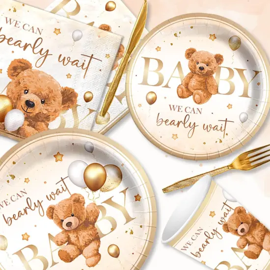 142 Pcs Bear Baby Shower Party Supplies &ndash; Tableware Set for 20 Guests {2}
