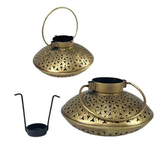 Tealight Candle Stand Gold Iron Incense Holder Antique Style Dhuni Holder Mess Free Cone Holder Housewarming Gift Dhoop Incense Holder for Home Office {4}