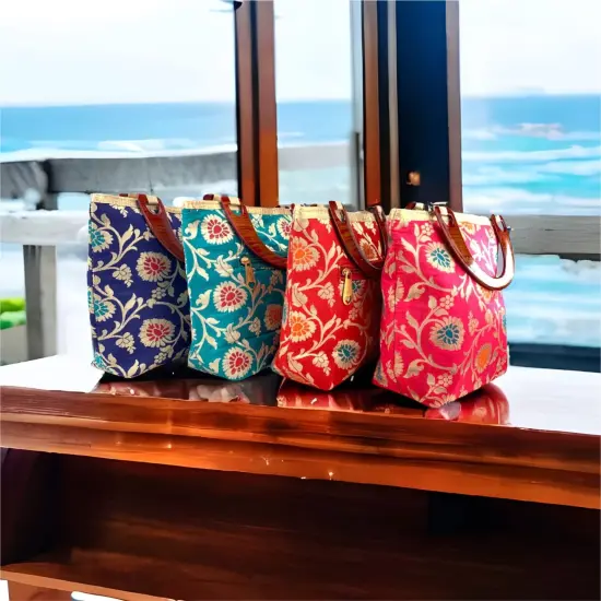 Silk Purse for Women Indian Potli Gota Patti Bag Ethnic Wedding Favor Gift for Her, Nikah, Eid, Diwali Gift {3}