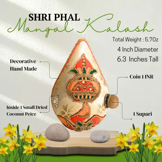 Shriphal Mangal Kalash Decorated Coconut for Wedding Shagun Decorative Nariyal Mangal Nariyal Kalash Set Wedding Pooja Nariyal Decorated Nariyal for Indian Festival Gifts {4}