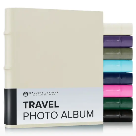 Gallery Leather Travel Photo Album Holds 4x6 Photos, 3 Ring Binder, 50 Pages for 50 Photos, Fillable, Handcrafted – 6.5” x 5.5” Acadia Navy - USAF {2}