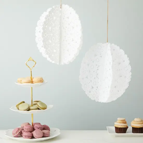 300 Pack Round Paper Doilies, 10 inches Round Medallions Lace Placemats for Crafts & Wedding White {2}