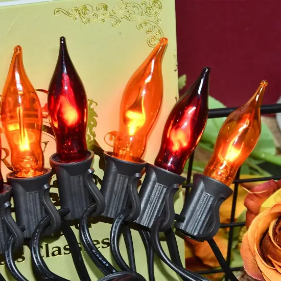 12 Pack Flickering Flame Light Bulbs for Halloween - Orange & Purple Flame {4}