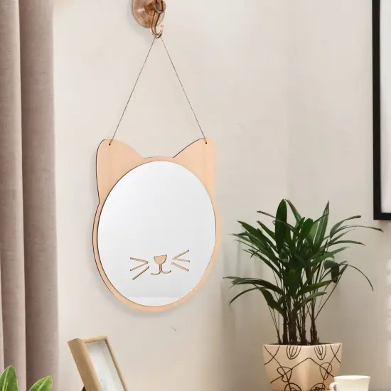 iCAGY Plastic Kids Mirror for Wall - Kids Safety, Hanging, Acrylic, Non-Glass and Unbreakable - Cat Decoration Mirror for Kid's Playroom 11" {2}