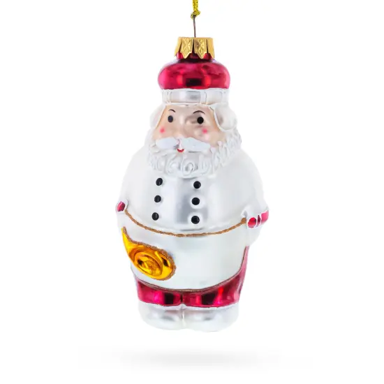 Santa the Cook Glass Christmas Ornament {4}