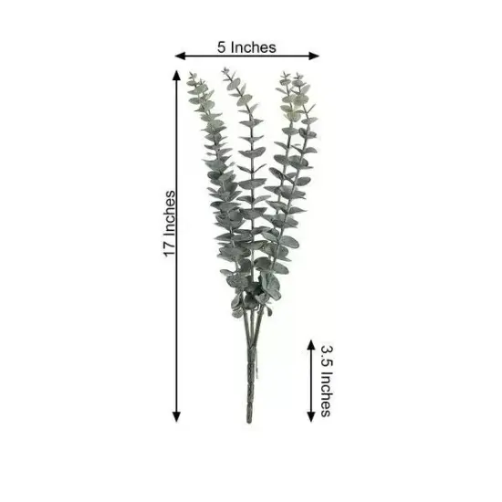 6 Frosted Green 17" Artificial Eucalyptus Spray Faux GREENERY BUSHES Party Home {3}