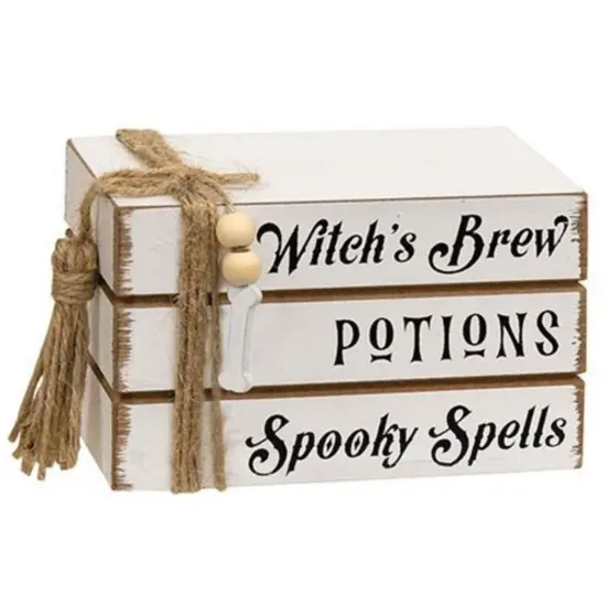Halloween Mini Book Stack Witchs Brew Potions Spooky Shelf Decor {1}