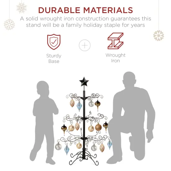 Best Choice Products 3ft Wrought Iron Ornament Display Christmas Tree w/ Easy Assembly, Stand Black {4}