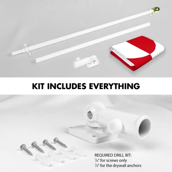 G128 Combo Pack: 6 Ft Twist Free Aluminum Spinning Flagpole (White) & Greenland Flag | 3x5 Ft | LiteWeave Pro Series Printed 150D Polyester | Pole with Flag Included {2}