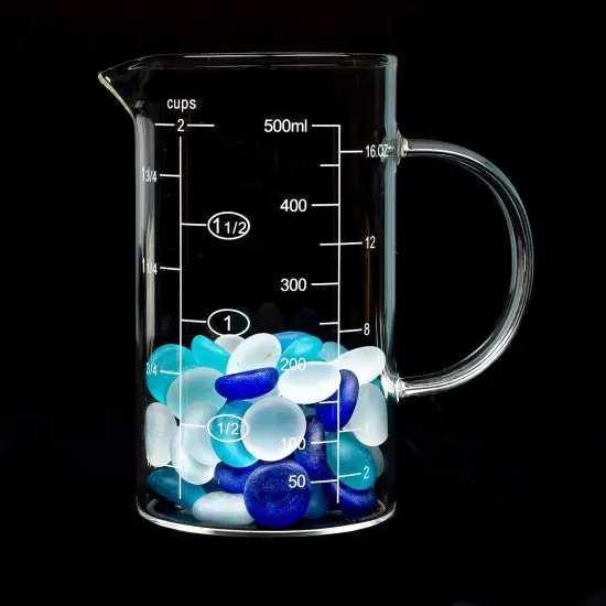 Flat Marbles Vase Filler - 0.68 Lb (70 pcs) Aqua White & Cobalt Glass Pebbles Vases - Clear Glass Stones for Vases - Flat Glass Marble for craft and Home d&eacute;cor - Aquarium Glass Marble filler {6}