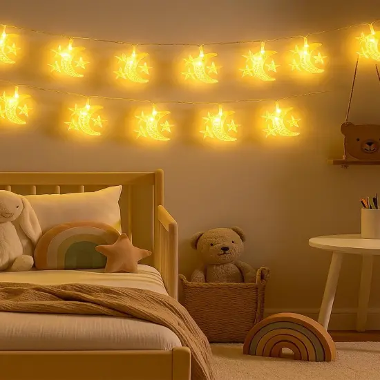 Moon-&-Star Fairy Lights, 40 LED 20 ft String {1}