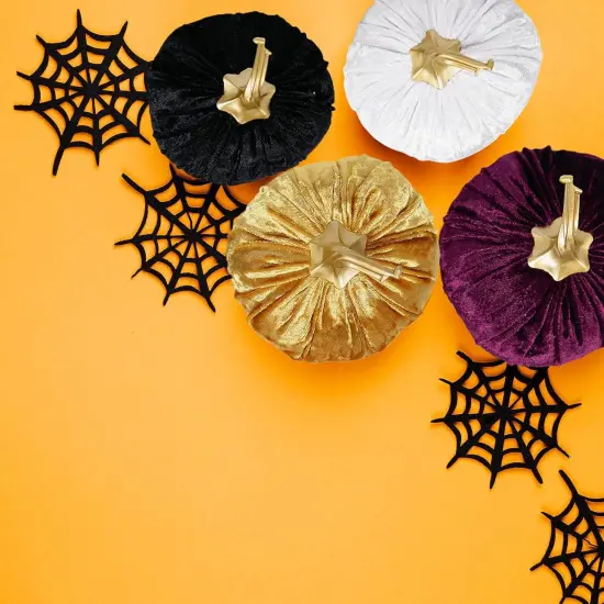 6PCS Velvet Stuffed Pumpkins Fabric Artificial {2}