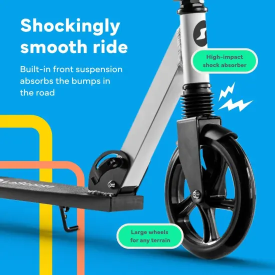 LaScoota Kick Scooter for Adults & Teens. Perfect for Ages 8-14 and Men & Women. Lightweight Foldable Adult Scooter with Large 8&rdquo; Wheels 220lbs (Regular (Teen), Yellow) Green {5}