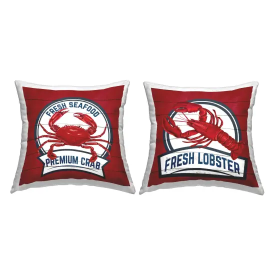 Stupell Industries Fresh Seafood Lobster & Crab 2pc Indoor Pillow Set, 18 x 7 x 18 {1}