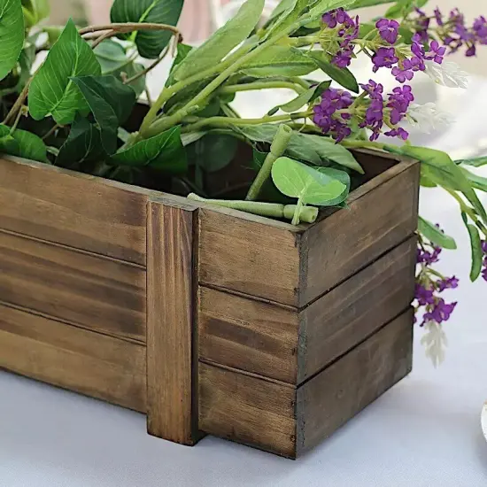 24x6-Inch Dark Brown Rectangular Wood Boxes Planter Holders Home Centerpieces {3}