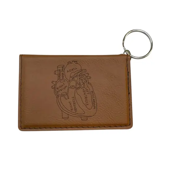 Keychain ID Holder Wallet - Heart Anatomy - Leather Black/Gold {4}