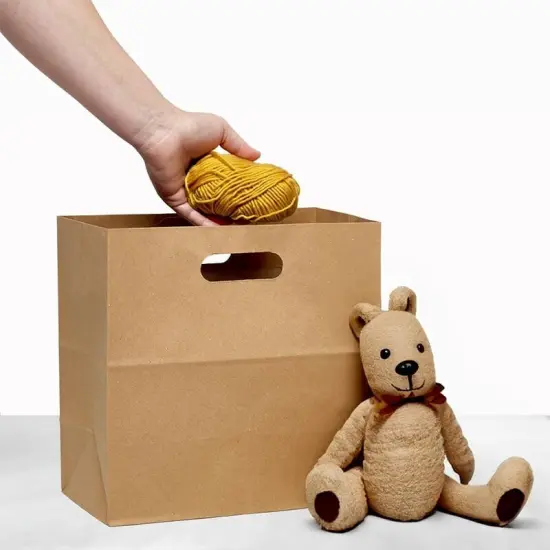 8" x 4" x 13 5/8" Economy Paper Bags with Die-Cut Handles {2}