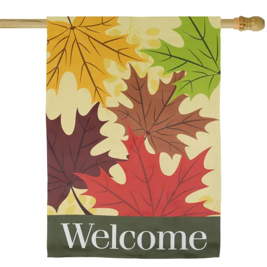 Northlight Red and Yellow Fall Leaves Welcome Outdoor House Flag 28" x 40" Beige {4}