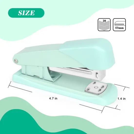 Green Office Desktop Stapler, 80 Staples, 20 Sheet Capacity, Vibrant Style {2}