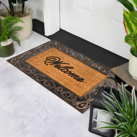 Northlight Swirled Rectangular Welcome Doormat 35" x 23" Brown {1}