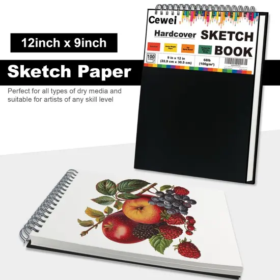 9" x 12" Sketch Book, Top Spiral Sketchbook, 100 Sheets Sketch Pad, (68 lb/100 GSM) Drawing Paper Pad, Drawing Notebook for Kids, Artist Sketchbook for Drawing, Illustration, Art Class Students. {4}