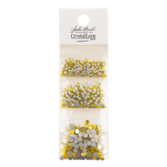 Crystal Lane DIY Combo Glass Flatback Rhinestones SS3 / SS6 / SS12 Citrine {3}