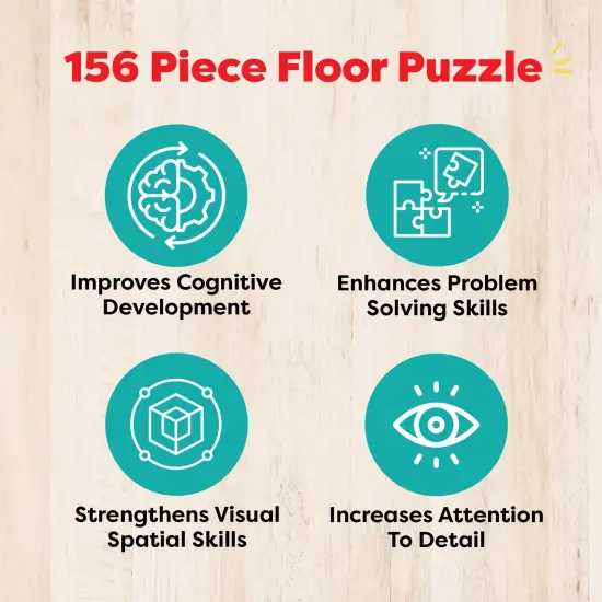 Baketivity Food Around the World Kids Puzzle - 24&rdquo; x 36&rdquo; Floor Puzzle for Kids Ages 6-8+ World Map Puzzle with Flags and Food - 156 Piece Educational Jigsaw Puzzle {3}