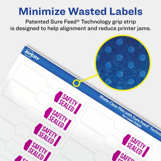 Avery Matte Clear Labels,1/2" x 2-1/2" Barbell {4}