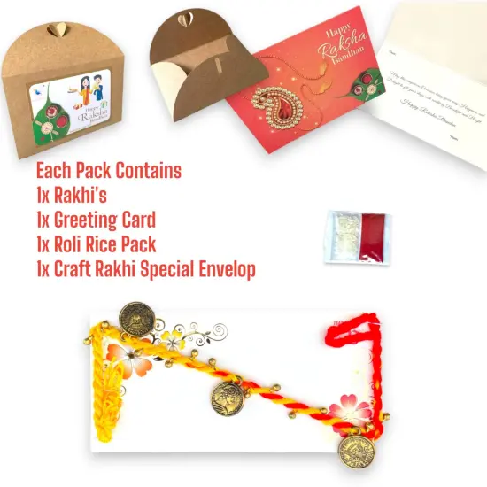 2 CT Golden Pendent Rakhi, Rakhi for Brother, Rakhi for Sister, Rakhi Card, Rakhi Bracelet, Rakhi Gift, Raksha Bandhan, Handmade Rakhi Gifts {5}