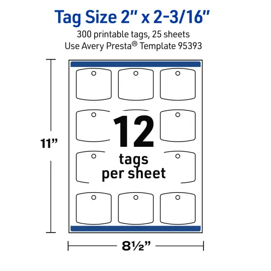 Avery Printable Arched Square Printable Tags, Sure Feed Technology, 2" x 2-3/16", Matte White Cardstock, Print-to-The-Edge, Laser/Inkjet Printable, 120 Total {5}
