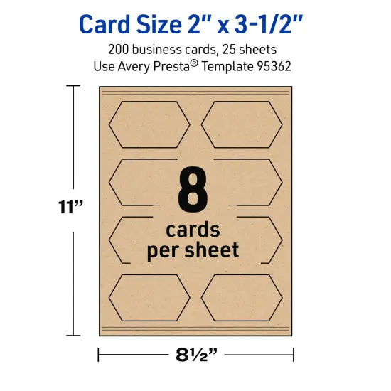 Avery Printable Geo Business Cards, Sure Feed Technology, 2" x 3-1/2", Matte Kraft Brown Cardstock, Print-to-The-Edge, Laser/Inkjet Printable, 80 Total {5}