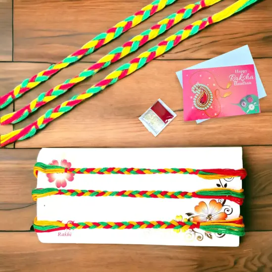 3CT Minimalist Rakhi for Brother, Rakhi Card, Rakhi Bracelet Rakasha Bandhan Handmade Rakhi Gifts Traditional Rakhi with Tika Roli Greeting Card {3}