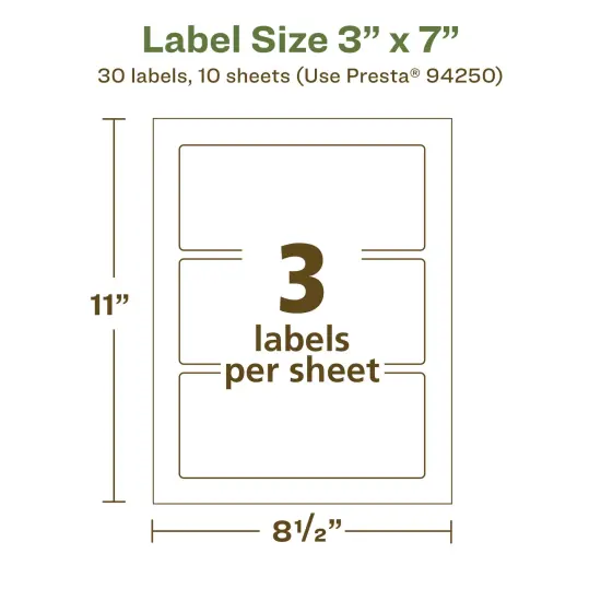 Avery Recycled Matte White Labels,3" x 7" Rectangle {5}
