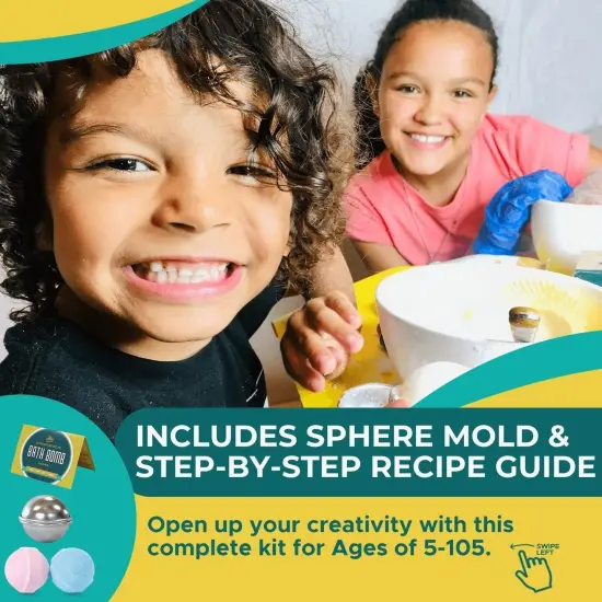 DIY Gift Kits Bath Bomb Making Kit for Kids, Make 12 All Natural Bath Bombs at Home, Made in the USA, 100% Pure, 7 Essential Oils, Epsom Salts, Cupcake Mold Liners, Recipes, Gift Box Included Multicolor {2}