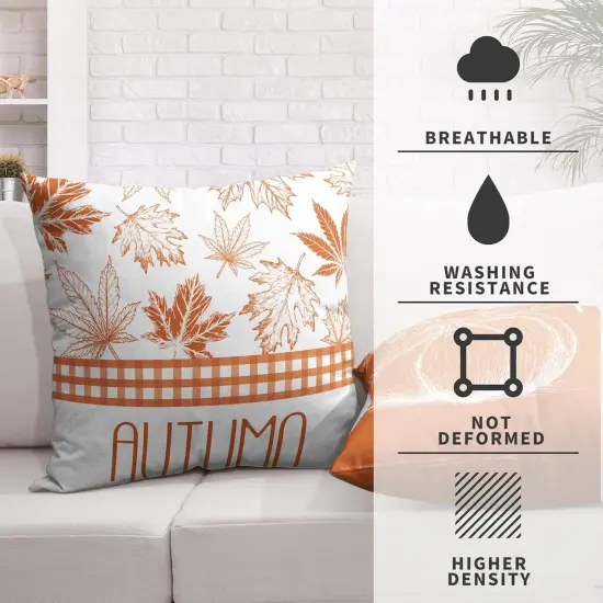Pillow Covers Burnt Orange Maple Leaves Pumpkin Throw Pillow Covers {3}