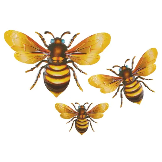 Collections Etc Honey Bee Indoor & Outdoor Metal Wall Art Decor - Set of 3 {2}