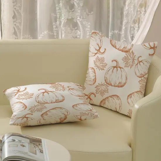 Orange Pumpkin Maple Leaves Throw Pillow Covers {6}