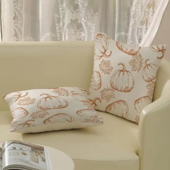 Pumpkin Decor Throw Pillows Case for Couch Maple Leaves Autumn Harvest Indoor Outdoor {5}