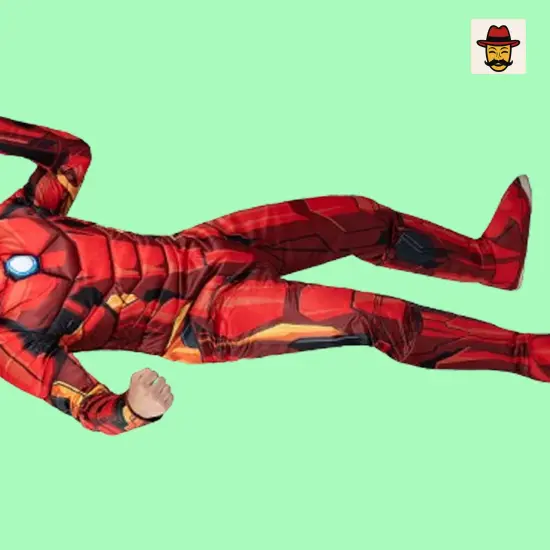 Marvel Iron Man Costume Padded Jumpsuit with 3D Mask and Metallic Details {2}