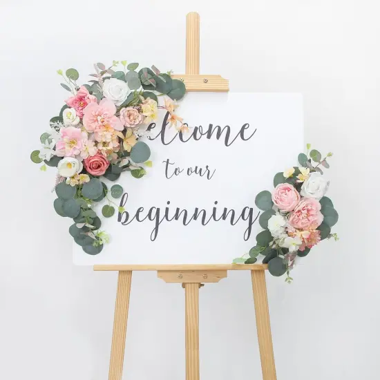 2pcs Wedding Arch Flowers,Wedding Artificial Sign Flower,Welcome Easel Door Decor {1}