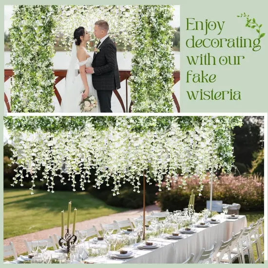 10 Pcs 7.2ft/pcs Artificial Flowers Wisteria Garland Artificial Wisteria Vine Hanging Flower {3}