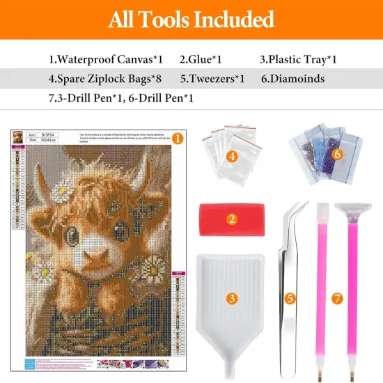 5D Baby Cow Diamond Painting Kits for Beginners12 x 16 Inch {4}