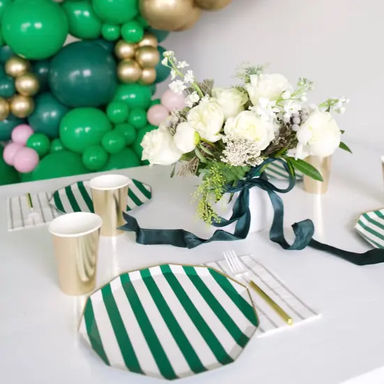 EMERALD GREEN SIGNATURE CABANA STRIPE PLATES {4}