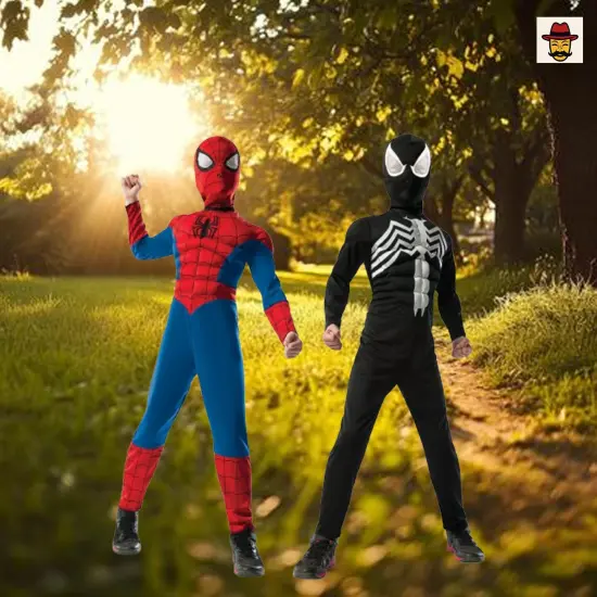 Reversible Deluxe Child Spiderman Costume Venom Symbiote Superhero Outfit Mask Included {3}