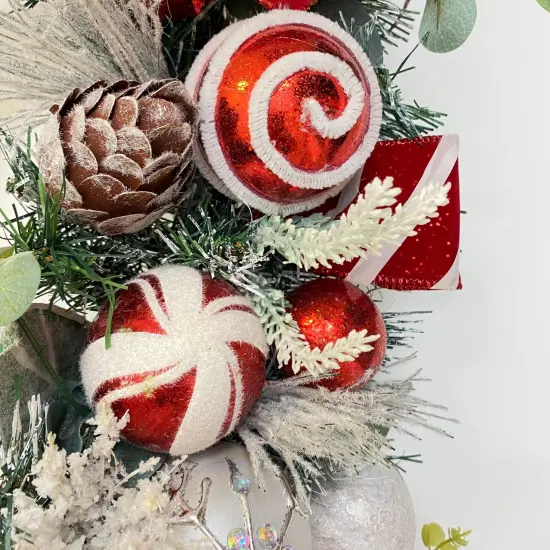 Red, Gold, Blue, Green Poinsettia, Magnolia Garland (Unlit) {12}